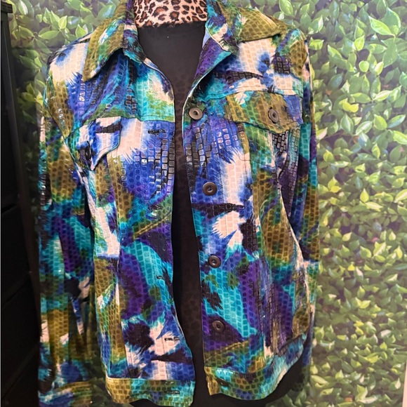 Notations Blue and Purple Patterned Garment mp14 - Picture 4 of 5